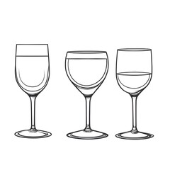illustration of three glasses, black and white