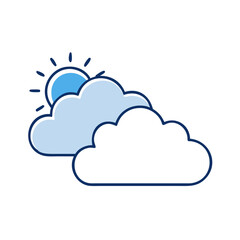 Clouds with sun icon, weather and climate conditions concept

