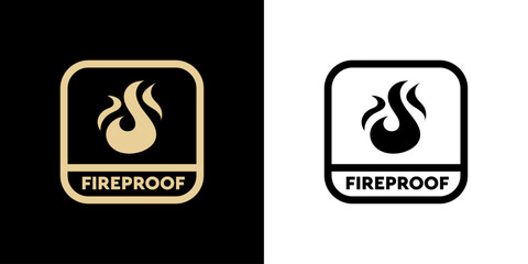 Fireproof - vector signs for protective clothes or coating labeling.