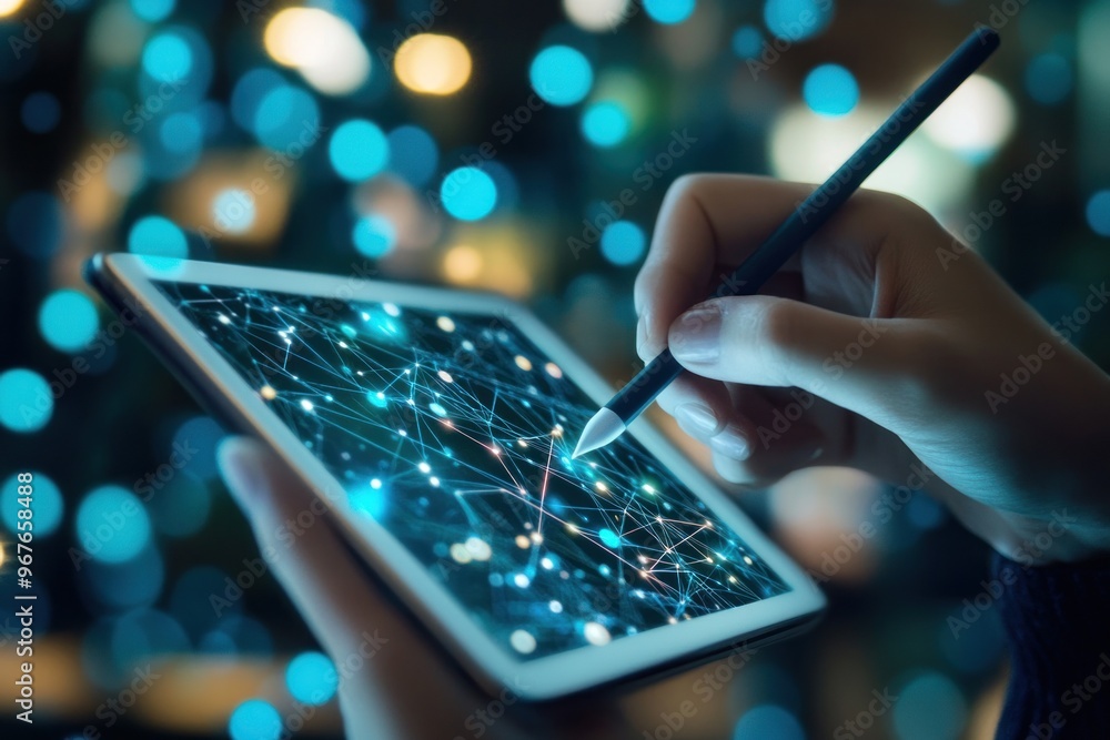 Aufkleber digital network interaction on a tablet