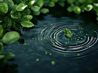 Natural microorganisms swirling in a peaceful pond, with probiotics glowing in soft sunlight, Fantasy, Earthy tones