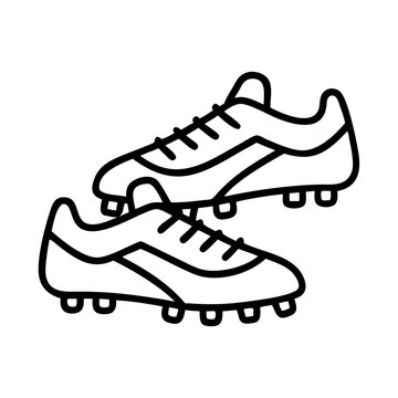 recommend clip art: Black outline soccer cleats, minimalist sports footwear design
                    