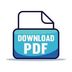 Download Pdf File Button Isolated on a White Background. Button Shaped Like a Sheet of Paper With a Printer Icon. The Text "Download Pdf" is Written on the Button Illustration Vector.