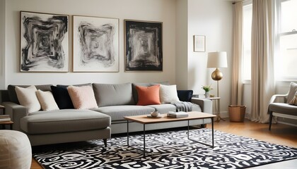 Photo interior modern design room 3d illustration;