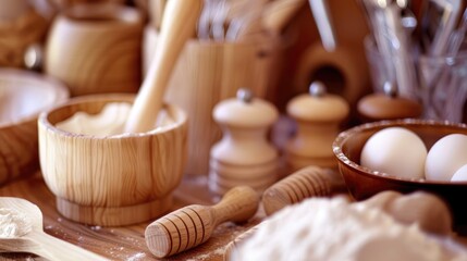 Close-up view of baking tools.