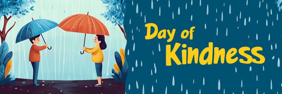 A flat illustration of a Day of Kindness banner, with space for text, ideal for promoting acts of kindness and goodwill
