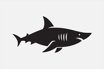 A shark silhouette block color  with white background.