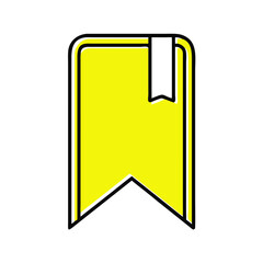Yellow bookmark icon symbol representing saved items in modern flat style with copy space
