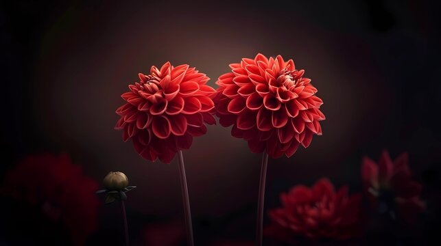 red  dahlias flowers