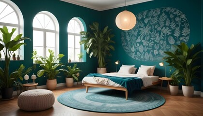 Photo interior modern design room 3d illustration;