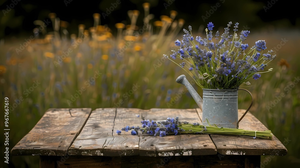 Canvas Prints lavender flowers in metal watering can 