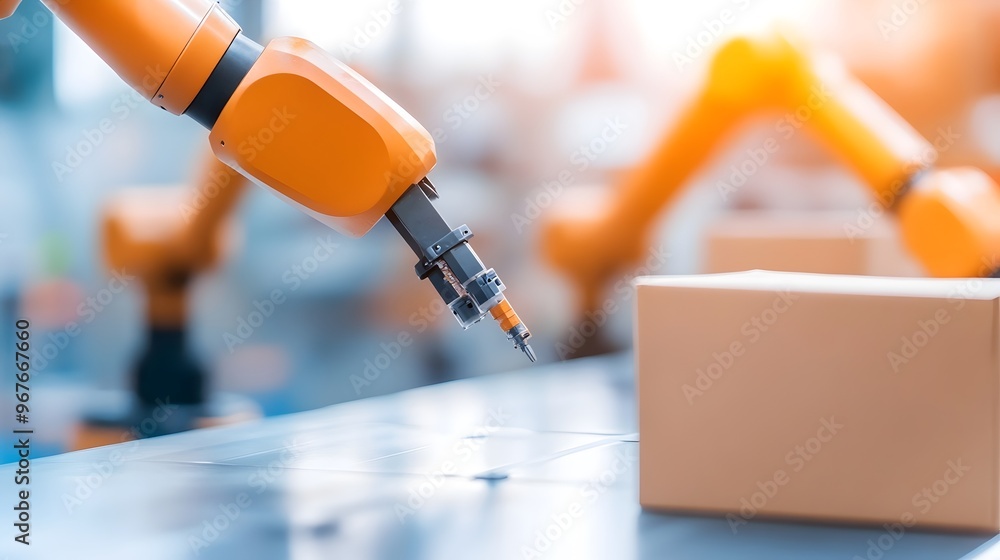 Aufkleber smart factory revolution automation robots on cutting-edge production line - embracing technological