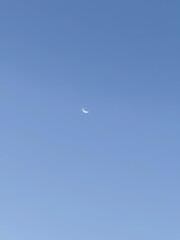 Crescent Moon, Morning Moon under Blue Sky 
