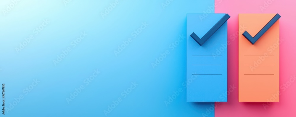 Poster colorful checklists on a vibrant background symbolize organization and productivity in a modern work