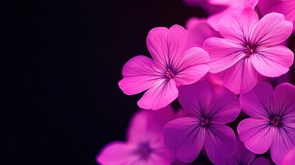 Vibrant Pink Flowers on Black Background