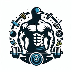 Gym logo  illustration white background	