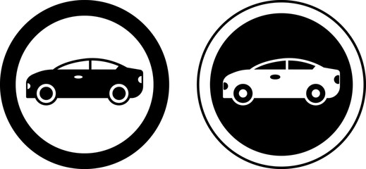 Signs Car Traffic. Prohibitory Round Road Signs. Vehicle. Black and White Vector Icons