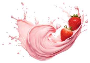 Strawberry yogurt splash strawberries background fruit.