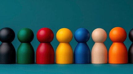 Diversity and Inclusion Concept with Colorful Wooden Figures