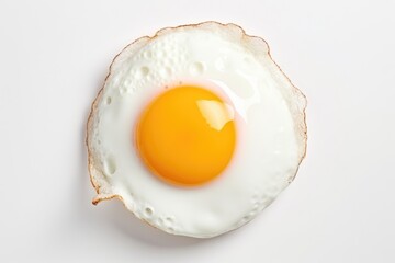 One fried egg isolated on white background, top view