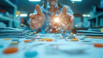 A journalist explaining the process of fact-checking symbolizing transparency in media