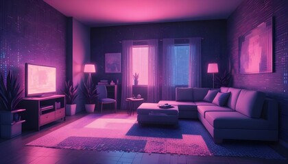 Photo interior modern design room 3d illustration;