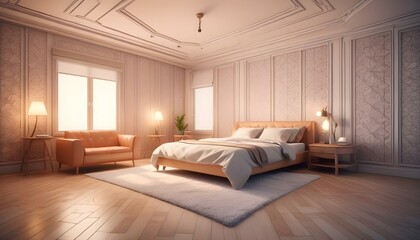 Fototapeta premium Photo interior modern design room 3d illustration;