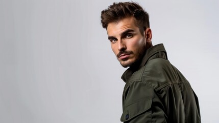 Fototapeta premium Fashionable Young Man Posing Against White Background. Concept Fashion, Young Man, Posing, White Background, Fashionable 