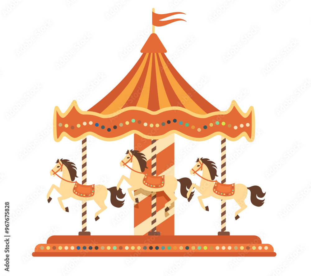 Wall mural carousel. merry go round. vector clipart isolated on white background.