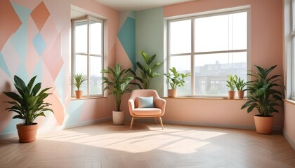 Fototapeta premium Photo interior modern design room 3d illustration;