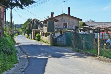 Paesaggi di Galizia, villaggi e antiche chiese sul cammino Primitivo di Santiago di Compostela fra Arzua e Santiago - Galizia, Spagna