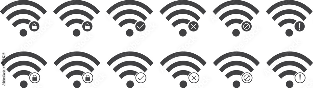 Poster set of wifi network icon. wireless internet symbol vector illustration.