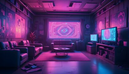 Photo interior modern design room 3d illustration;