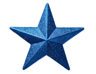 blau glitzernder Stern isoliert auf weißen Hintergrund, Freisteller,Transparent 