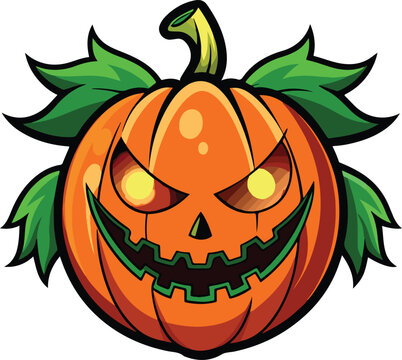 recommend clip art: scary Halloween pumpkin face Catton vector illustration