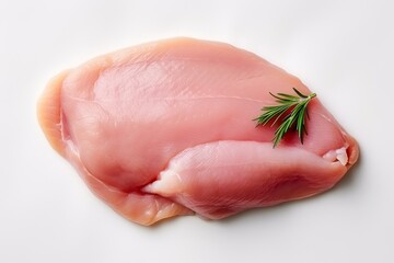 Fresh chicken breast with a sprig of rosemary on a light background ready for cooking