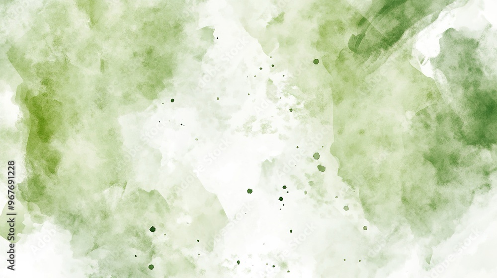 Poster soft green watercolor abstract texture with various shades and light splashes creating a calming bac