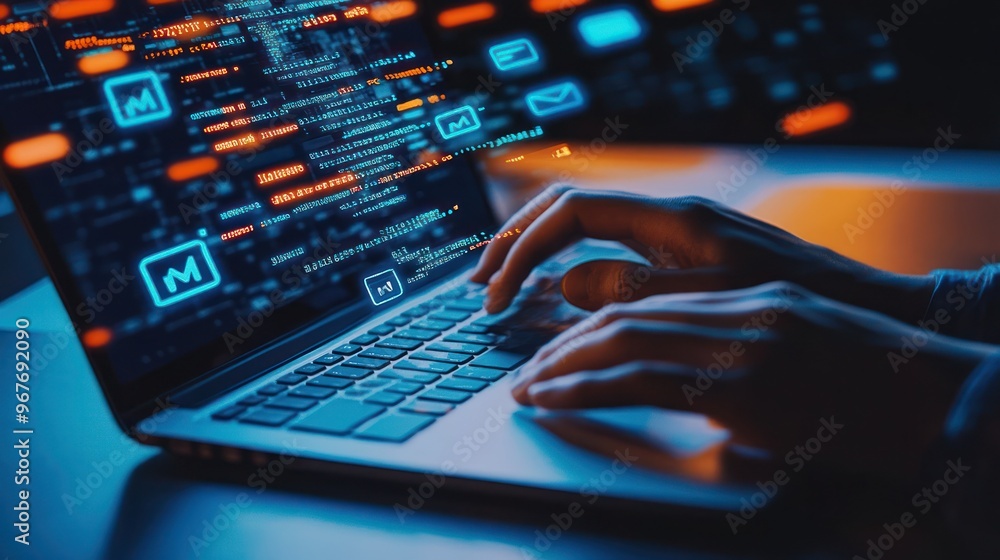 Poster cybersecurity: hacking and data protection