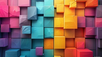 Futuristic Sci-Fi Abstract Blue And Purple Neon Light Cubes, game - 3D illustration