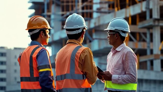 Civil Engineer, Architect, Business Investor and General Worker, Real Estate Building Project, Specialists Team Use Tablet Computer