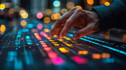 A business leader orchestrating a complex project plan via a dynamic, interactive digital timeline.