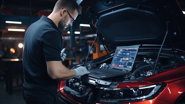 car service with auto mechanic at work