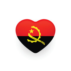 National flag of Republic of Angola shaped as heart. Angola flag. Vector Illustration.	
