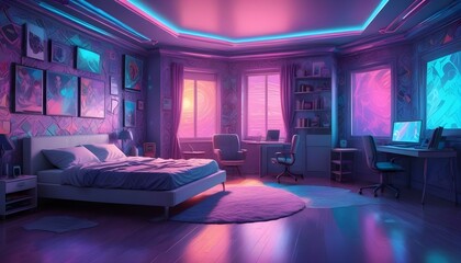 Photo interior modern design room 3d illustration;