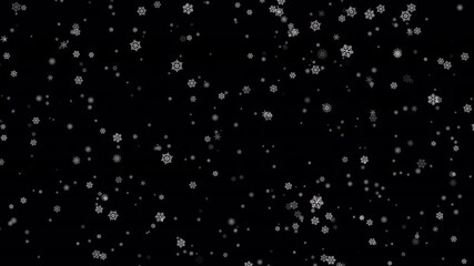 Winter snow - falling snowflakes animation, seamless loop. Alpha channel
