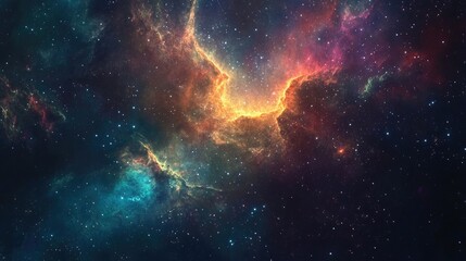 Obraz premium Cosmic nebula with vibrant colors and glowing stars, creating a stunning space vista.