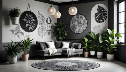 Photo interior modern design room 3d illustration;