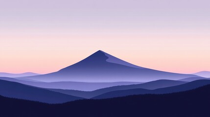 twilight scene with a mountain silhouette and a gradient sky perfect for minimalist designs and nature photography in stock image collections