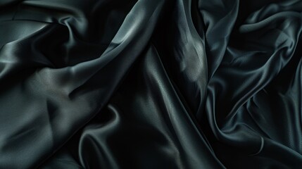 Obraz premium Luxurious dark green silk fabric, elegantly folded and flowing, captures a sense of opulence, texture, and sophistication.