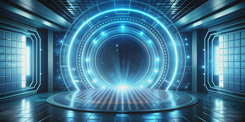 Futuristic portal with holographic interface offering endless opportunities , technology, future, portal